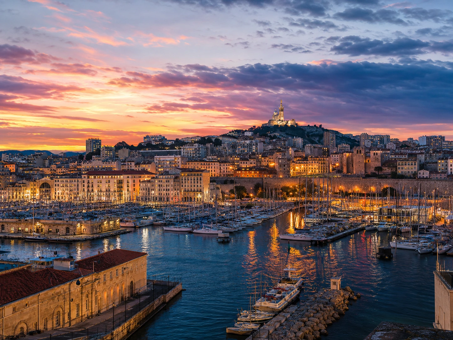 Vue de Marseille au crépuscule
